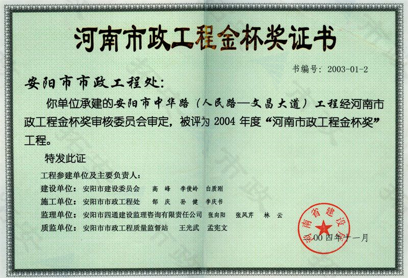 中華路(人民路-文昌大道)金杯獎