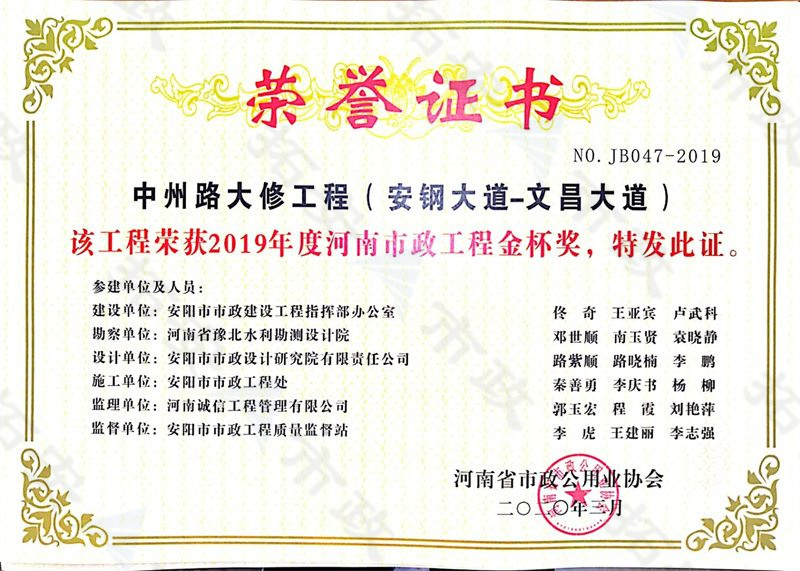 中州路 （文昌大道-安鋼大道）金杯獎